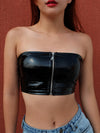 Fashion Sexy Patent Leather PU Leather Zipper Tube Top Vest