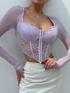 Sexy Lace See-through Mesh Breasted Tight Top