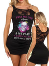 Piss Me Off Again And We Play A Game Print Lace Dresses