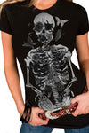 Rose Skeleton Funny Printed T-shirt
