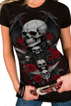 Crown of Skull Rose Printed T-shirt