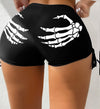 Skeleton Hand Drawstring High Waist Beach Yoga Shorts