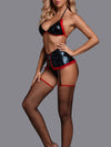 Leather Lace Stitching Garter Underwear Suit