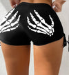 Sexy Skeleton Hand Drawstring High Waist Beach Yoga Shorts