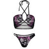 Purple Skull Halter Bikini Swimsuit Set