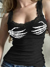 Sexy Skeleton Hand Printed Lace Vests