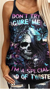 Skull Butterfly Print Back Hollow Vests