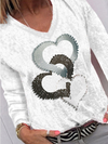 Women's Heart Pattern Long Sleeve Tops
