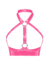 Sexy Patent Leather Leather Halter Bra Strap