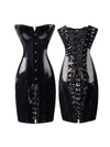 Sexy Black Leather One-Piece Corset Dress