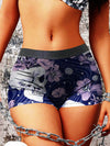 Skull Flower Print Boyshorts Yoga Shorts