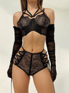 Lace Stitching Cross Strap Underwear Suit