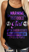 Warnings Tattooed Girl Skull Print Back Hollow Vests