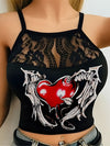Heart Wings Printing Lace Spinning Sling Vest