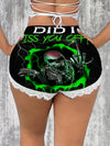 Did I ISS You off Skeleton Printed Lace Yoga Shorts