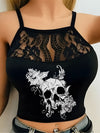 Broken Skull Cross Printing Lace Spinning Sling Vest