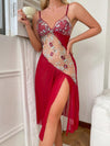 Sexy Cutout Irregular Embroidered Floral Nightdress