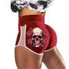 Tie-Dye Red Rose Skull Low-Rise Track Shorts
