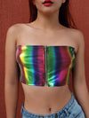 Fashion Sexy Patent Leather PU Leather Zipper Tube Top Vest