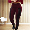 Contrast Color Imitation Leather Glossy Stitching Trousers