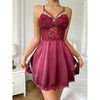 Seduction Lace Satin Split Pearl Suspender Nightdress