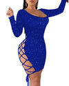 Sexy Lace-up Sheath Long Sleeve Dress