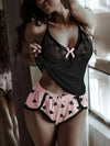 Sexy Lace V-neck Vest Shorts Set