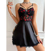 Seduction Lace Satin Split Pearl Suspender Nightdress