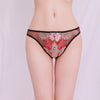 Lace Embroidery Diamond Pendant Open Crotch Sexy T-Back