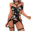 Gothic Skull Print Binding Rivet Sexy Jumpsuit