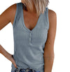 Casual Solid Color and V-neck Buckle Vest