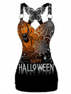 Halloween Spider Printed V-neck Sexy Butterfly Back Dress