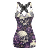 Purple Skull Printed Butterfly Lace Vest