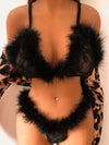 Sexy Lace Plush Stitching Underwear Suit