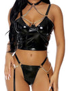 Metal Chain Leather Halter Shapewear Underwear Suit