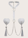 Valentine's Day Sexy Halter Body Chains Tassel Heart Sequins Breast Pad Chain