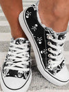 Skull Bone Printed Denim Canvas Shoes