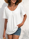 Cutout Lace Panel V-Neck Short Sleeve T-Shirt