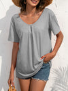 Cutout Lace Panel V-Neck Short Sleeve T-Shirt