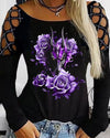 Rose Evil Dragon Cutout Long Sleeve Top