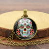 Day Of The Dead Round Pendant Necklace