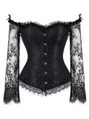 Punk Lace Sleeve Ruffled Shapewear
