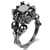 Skulls Rhinestone Square Zircon Ring