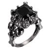 Skulls Rhinestone Square Zircon Ring