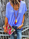 Candy color V-neck short-sleeved T-shirt bottoming shirt for women