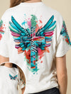 Colorful Wings Cross Printed T-Shirt