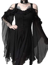 Cold Shoulder Flared Sleeve Gothic Dress