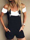Solid Color Bib Denim Shortalls