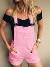 Solid Color Bib Denim Shortalls
