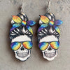 Fashion Skull Girls Wooden Earrings